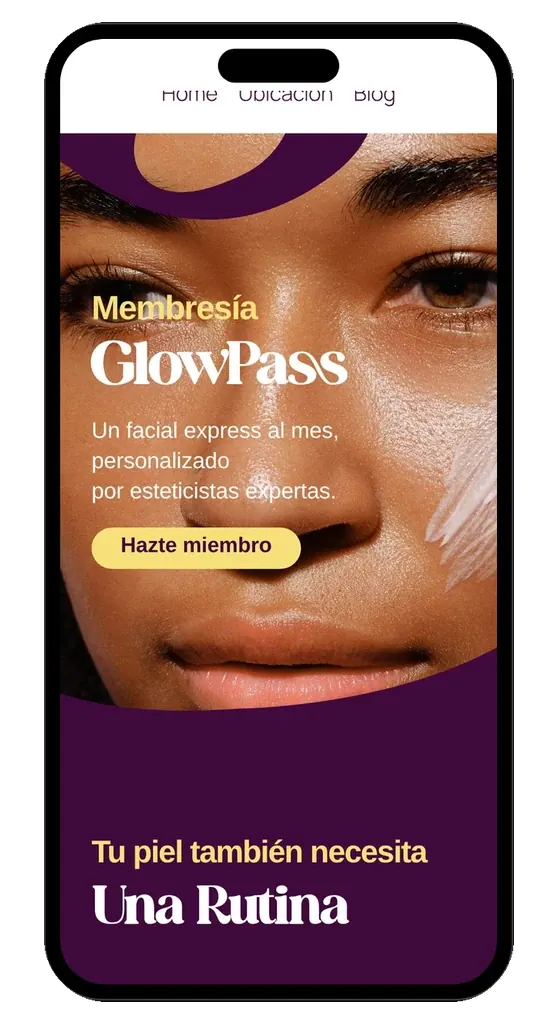 Web de Skin Shop en teléfono